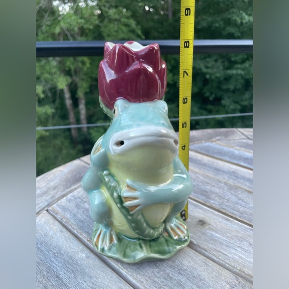 Majolica Frog / Lotus Vintage Candle Holder - Picture 7 of 8